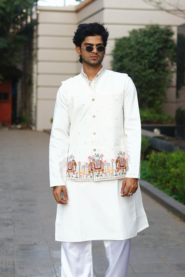 KOTI KURTA - RAJ KAMAL GAJ JACQUARD KOTI KURTA SET