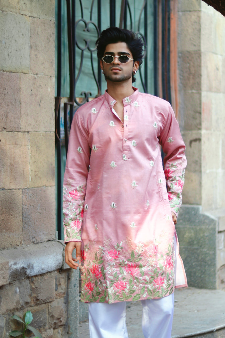 FADED PINK KAMAL VARNA EMBROIDERED EXCLUSIVE KURTA