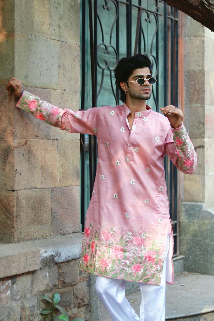 FADED PINK KAMAL VARNA EMBROIDERED EXCLUSIVE KURTA