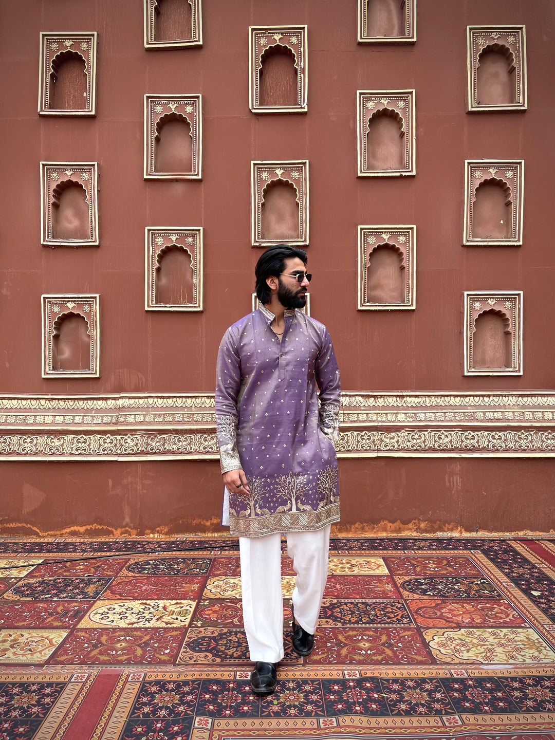PURPLE SUVARN MAYUR EMROIDERED EXCLUSIVE KURTA