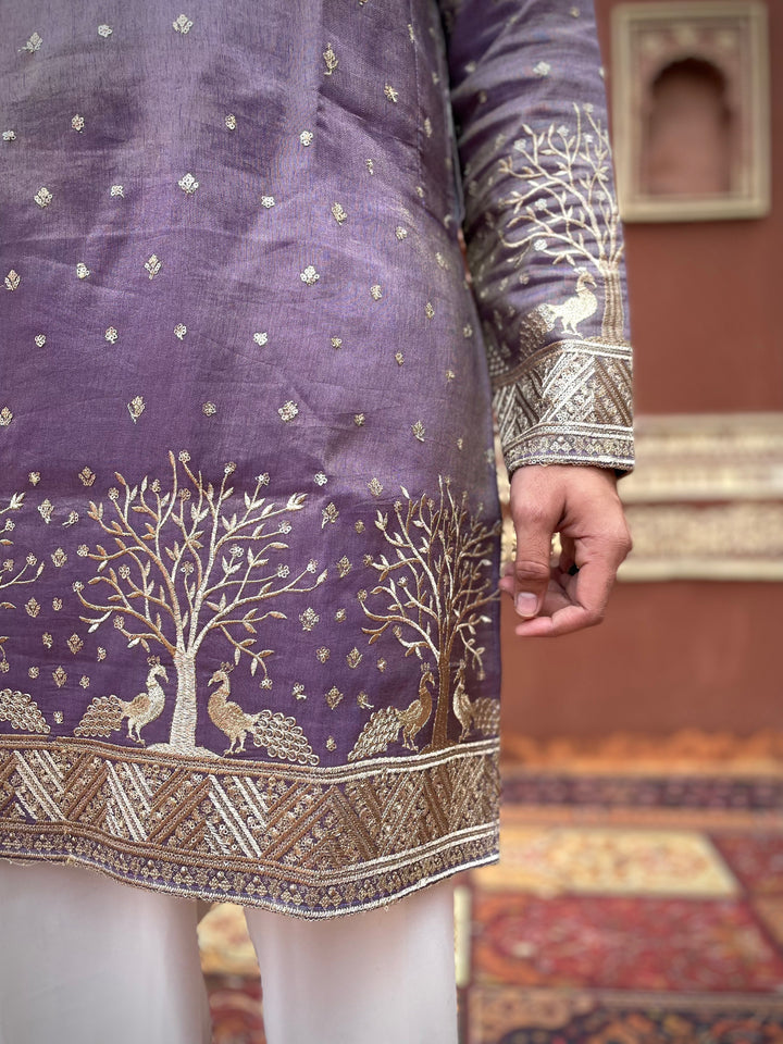 PURPLE SUVARN MAYUR EMROIDERED EXCLUSIVE KURTA