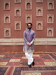 PURPLE SUVARN MAYUR EMROIDERED EXCLUSIVE KURTA
