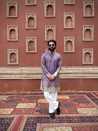 PURPLE SUVARN MAYUR EMROIDERED EXCLUSIVE KURTA