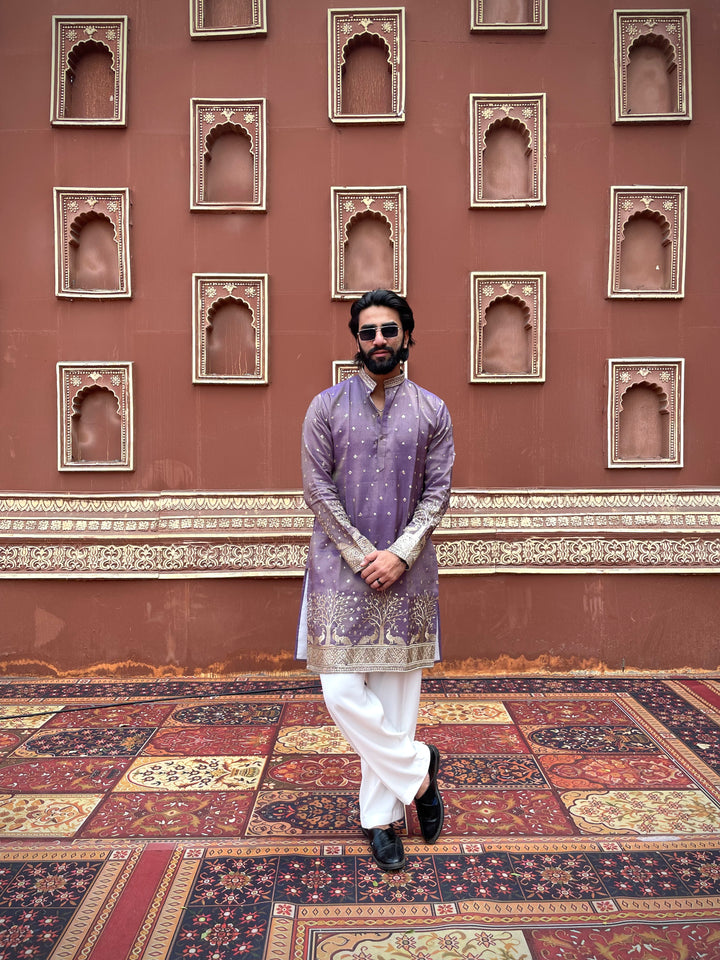 PURPLE SUVARN MAYUR EMROIDERED EXCLUSIVE KURTA