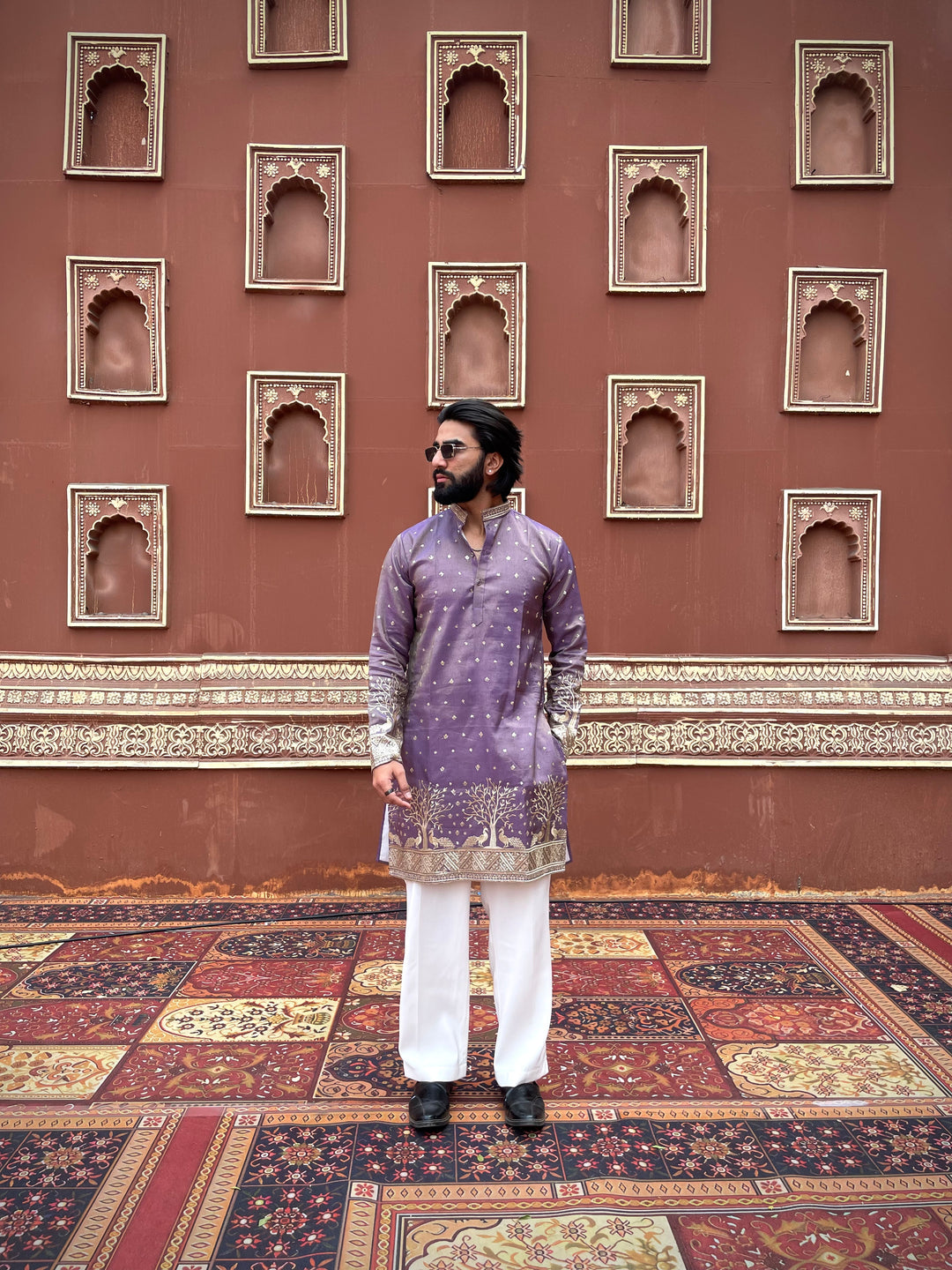 PURPLE SUVARN MAYUR EMROIDERED EXCLUSIVE KURTA