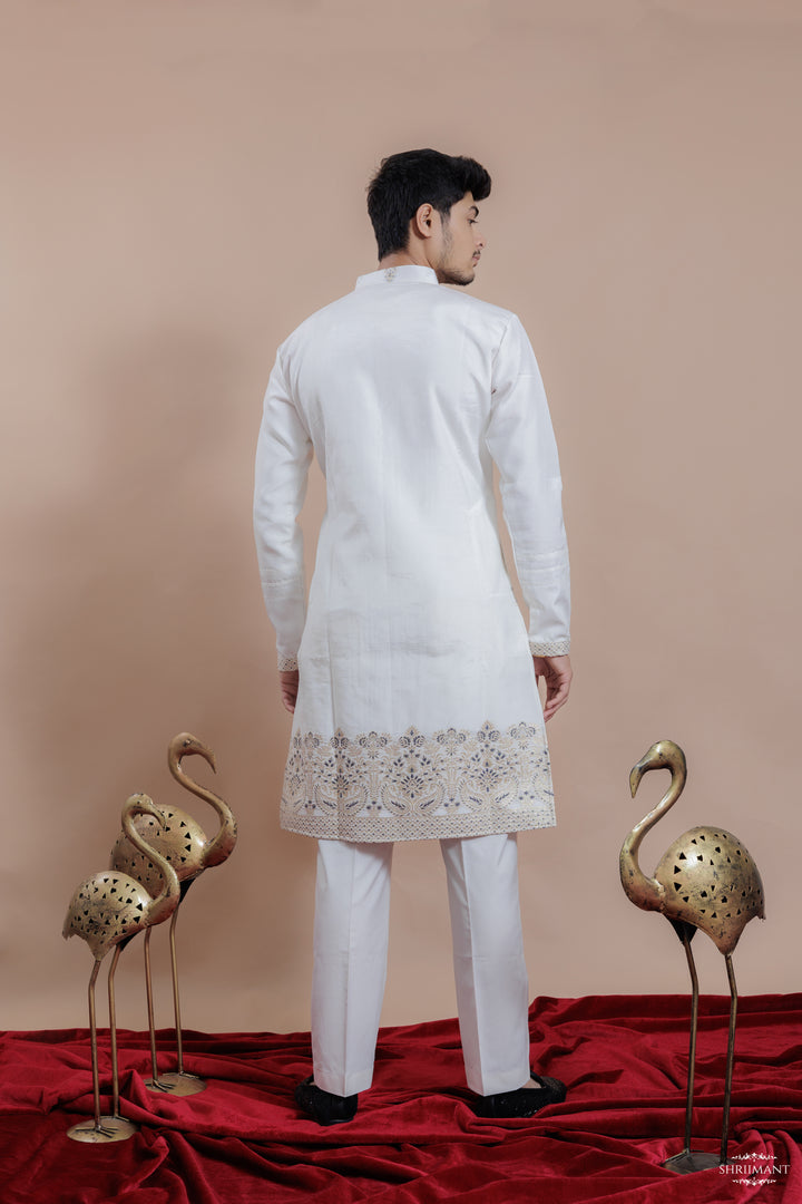 WHITE MAHAL JACQUARD DESIGNER KURTA