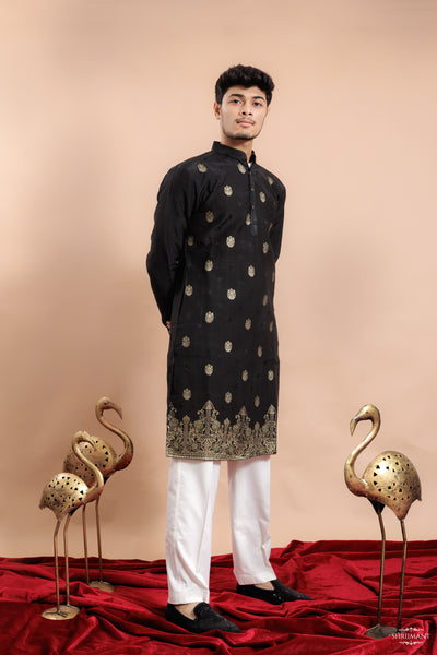 BLACK FOUNTAIN JACQUARD DESIGNER KURTA