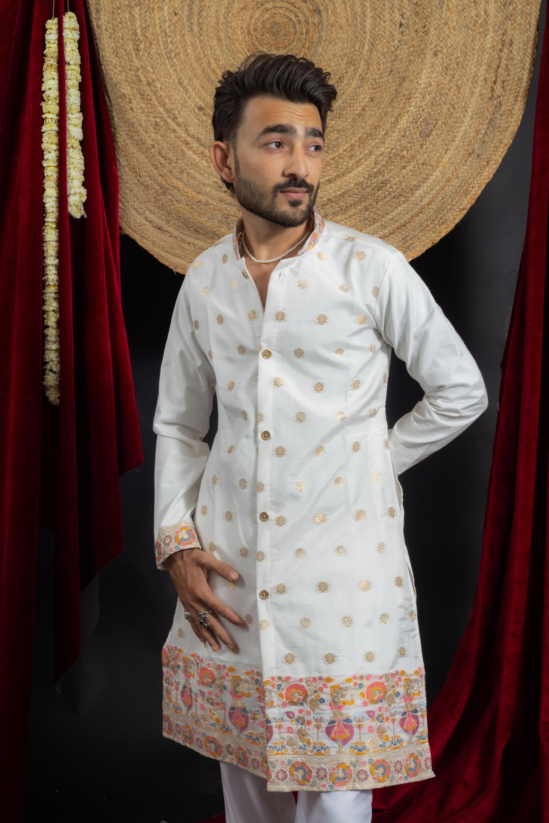 NARTAKI PATTERN JACQUARD DESIGNER INDO-KURTA