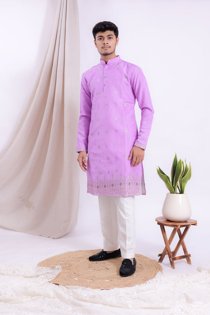 LIGHT PURPLE FLORAL JACQUARD EXCLUSIVE DESIGNER KURTA