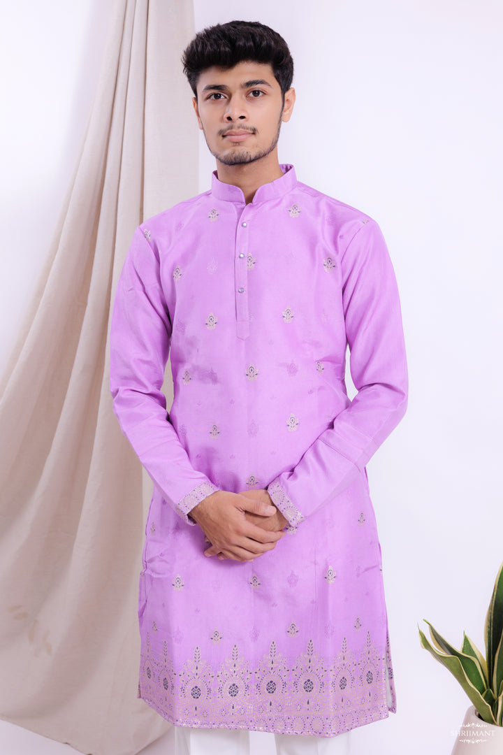 LIGHT PURPLE FLORAL JACQUARD EXCLUSIVE DESIGNER KURTA