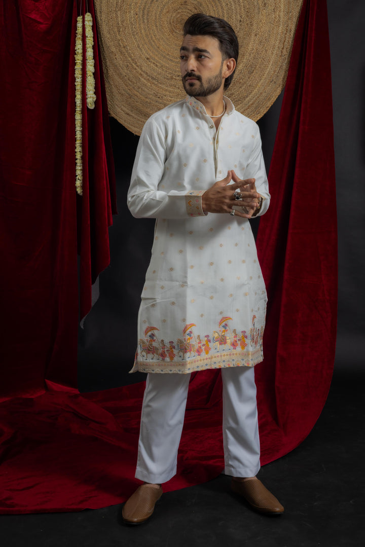 Royal Wedding-Inspired jacquard designed indo-western kurta for the modern maharaja