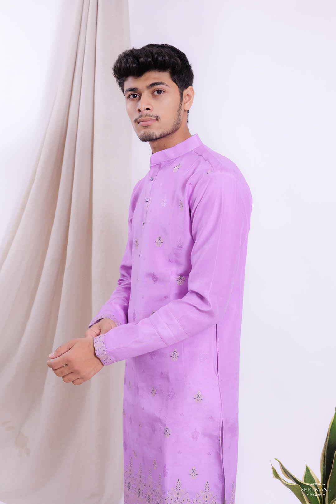 LIGHT PURPLE FLORAL JACQUARD EXCLUSIVE DESIGNER KURTA