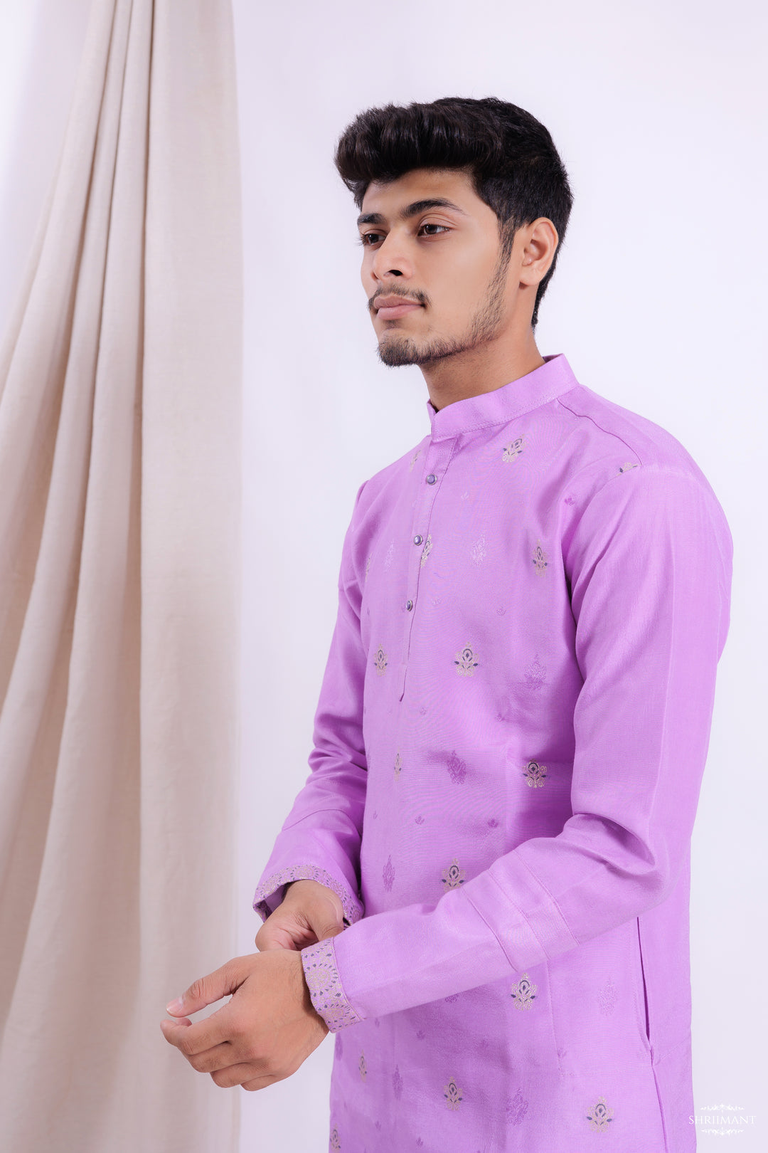 LIGHT PURPLE FLORAL JACQUARD EXCLUSIVE DESIGNER KURTA