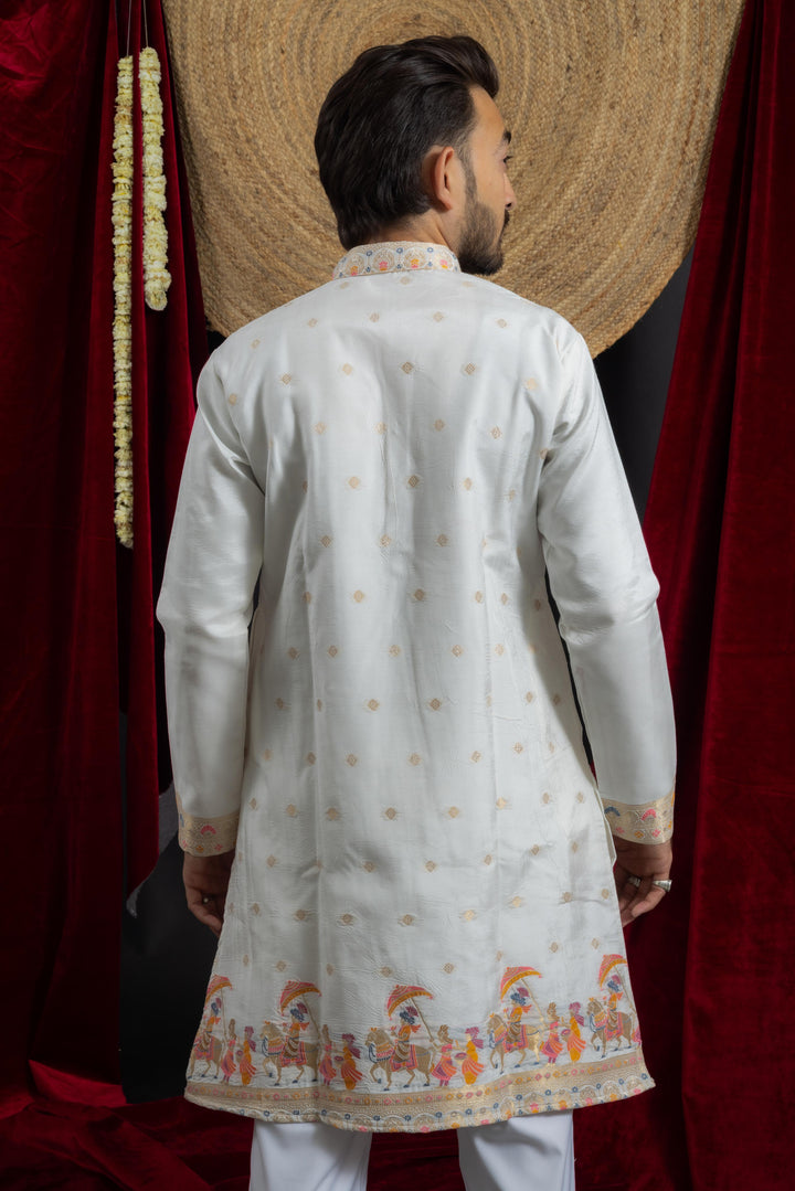 Royal Wedding-Inspired jacquard designed indo-western kurta for the modern maharaja