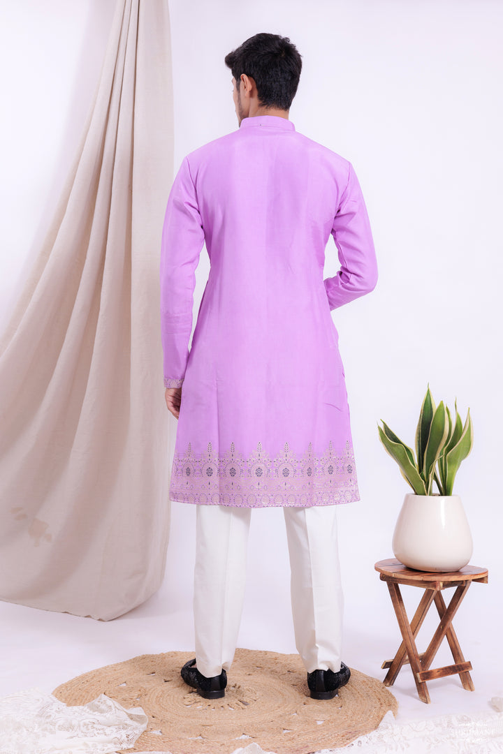 LIGHT PURPLE FLORAL JACQUARD EXCLUSIVE DESIGNER KURTA