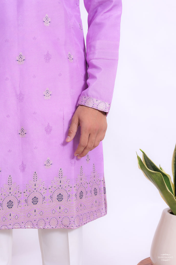 LIGHT PURPLE FLORAL JACQUARD EXCLUSIVE DESIGNER KURTA