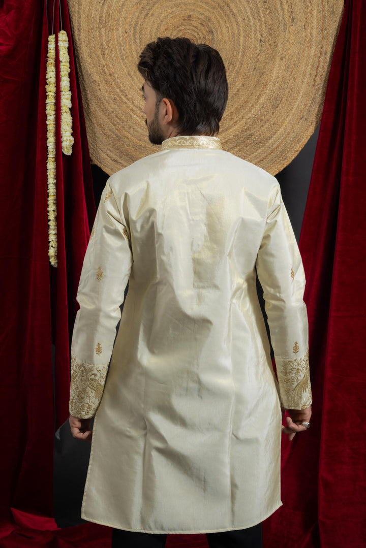 GOLDEN PEACOCK IVORY EMBROIDERED KURTA