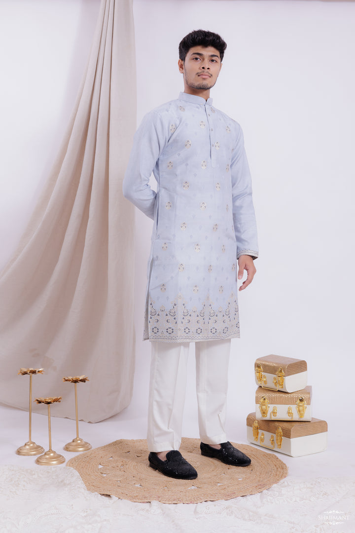 SKY BLUE FOUNTAIN JACQUARD DESIGNER KURTA