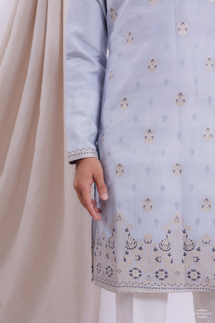 SKY BLUE FOUNTAIN JACQUARD DESIGNER KURTA