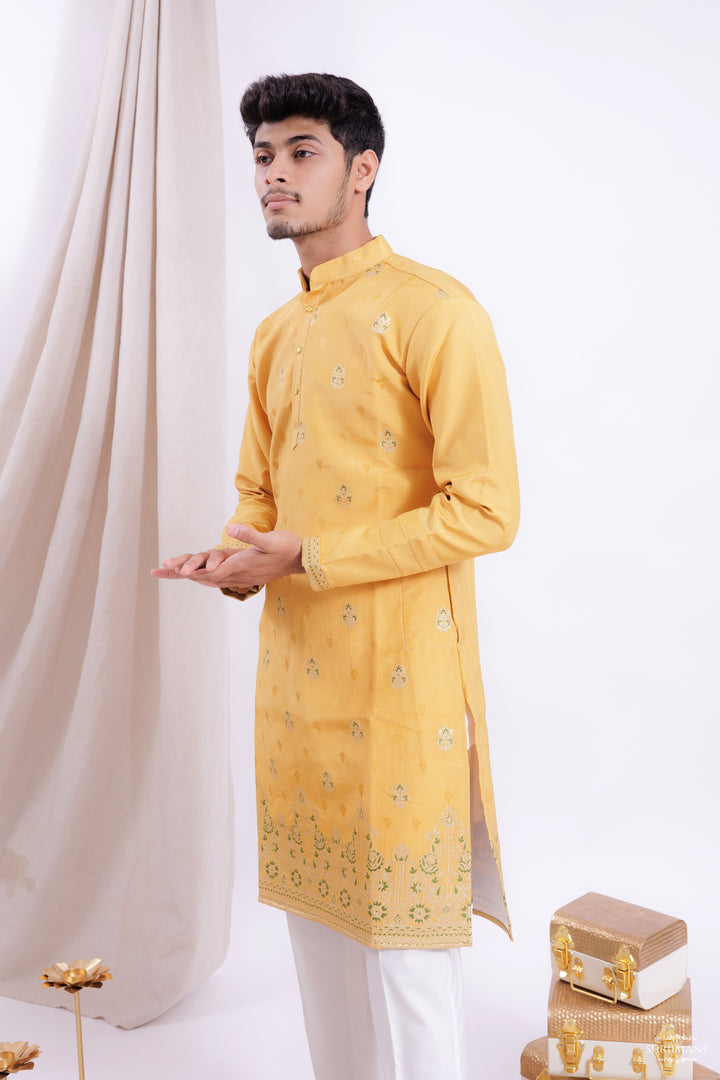 YELLOW ⁠FOUNTAIN JACQUARD DESIGNER KURTA