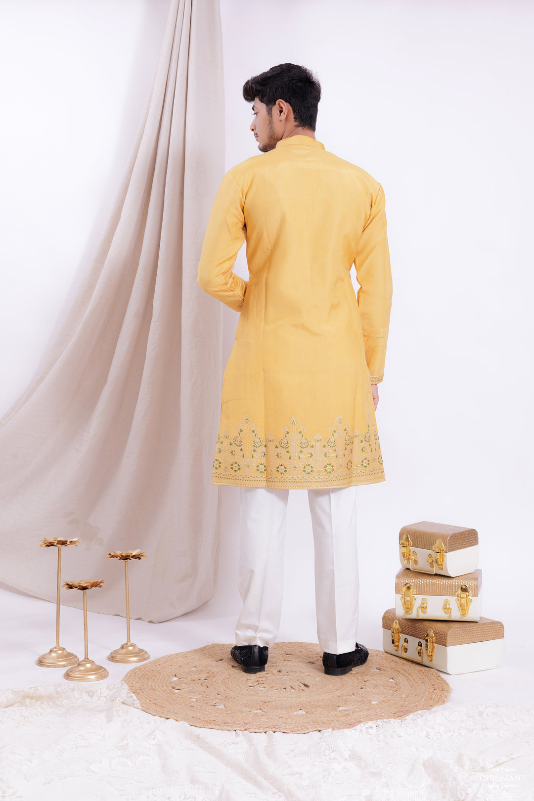 YELLOW ⁠FOUNTAIN JACQUARD DESIGNER KURTA